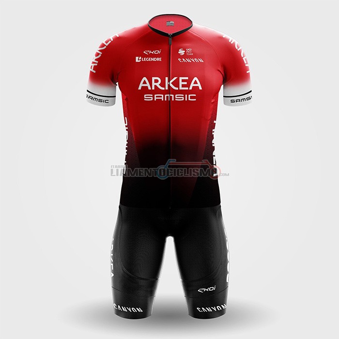 Abbigliamento Ciclismo Arkea Samsic Manica Corta 2022 Rosso Nero